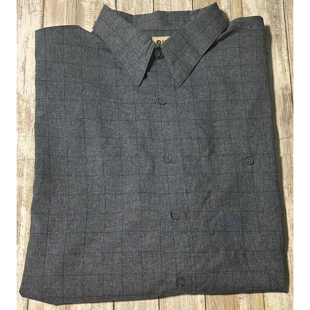 Haggar Clothing Men's Big And Tall Button Up Camp Shirt Short Sleeve 3XL Tall